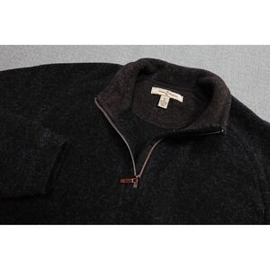 Tommy Bahama Quarter Zip Sweater Mens XL Black Fleece Mock Neck Pullover Warm
